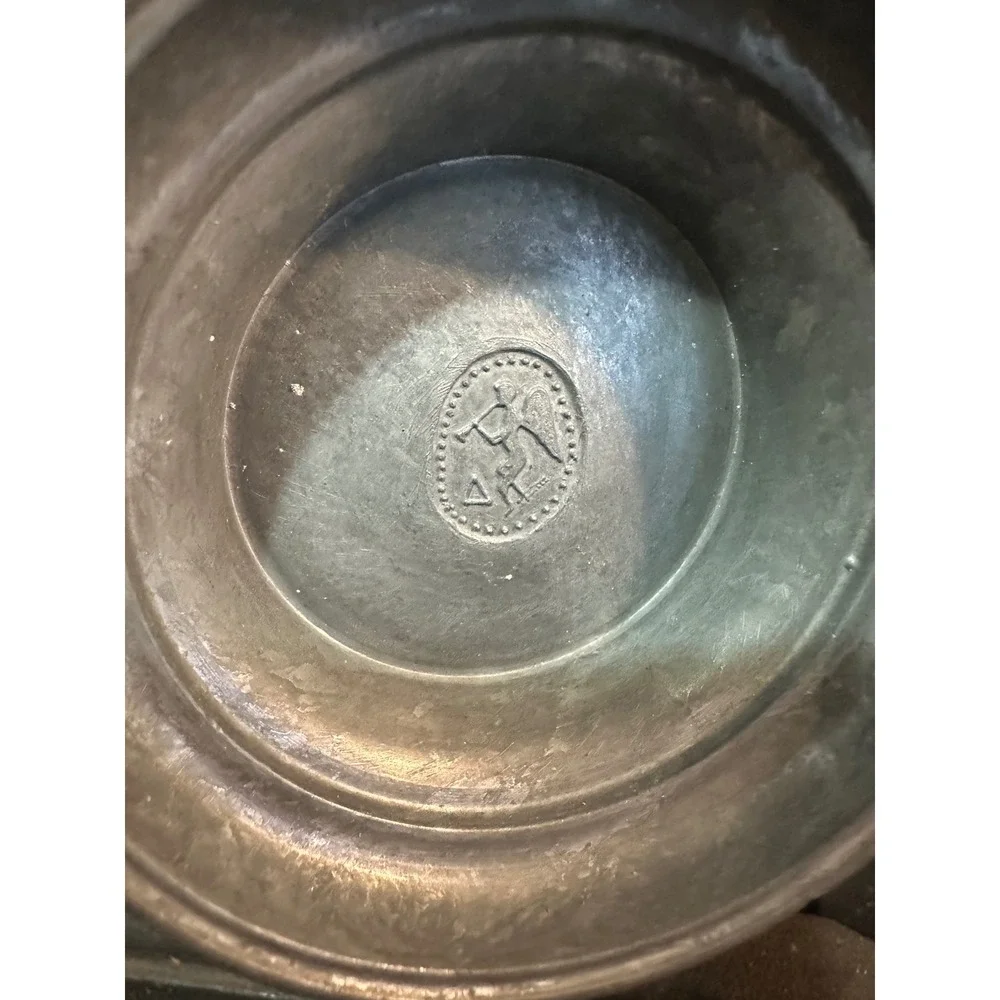French Flagon Antique Pewter Pitcher Lidded‎ Wine Jug Acorn Thumbpiece Grey 8.5